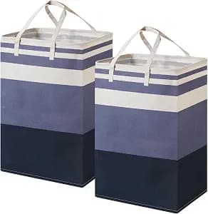 2 Pack Large & Tall Laundry Basket, Waterproof Laundry Hamper, Collapsible Tall Clothes Hamper with Easy Carry Handles, Dorm Room Essentials, Gradient Blue 105L