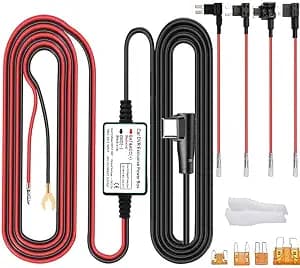 Gebildet Dash Cam Hardwire Kit, Type C USB Hard Wire Kit 12V-24V to 5V Hardwire Kit with Low Voltage Protection 13ft/320cm Car Dash Camera Charger Power Cord for Dashcam Supply Radar Detectors