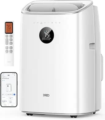DREO Portable Air Conditioner 318S, 8000 BTU ASHRAE (5000 BTU DOE) Smart AC Unit for Bedroom with Drainage-free Cooling, Fan&Dehumidifier 3 in 1, APP/Voice/Remote, Quiet Standing AC for Room Indoors