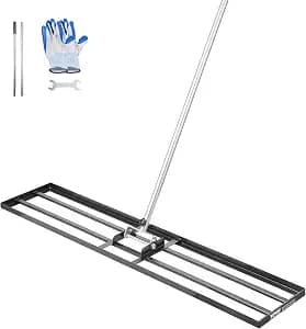 VEVOR Lawn Leveling Rake, Lawn Leveler with 83.9 in Handle, 48x10 in Ground Plate, Rust-Resistant Carbon Steel Soil Leveler, 2 Heights Adjustable, Effort Saving Lawn Leveling Tool for Yard Golf Court
