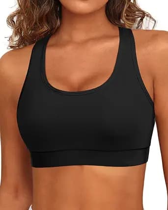 Holipick Women's Sports Bra Bikini Tops Racerback Swim Top Scoop Neck Bathing Suits Top Modest Padded Crop Tops Swimsuit Only