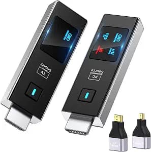 2026 New Wireless HDMI Transmitter and Receiver, 360FT/110M Extender 4K Decode 1080P@60Hz Output with LED Display, Plug&Play 5.8+2.4G Streaming Video/Audio from PC/Laptop/TV Box to Monitor