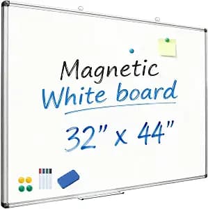 XIWODE 32x44 Inch Large Magnetic Dry Erase Board, Wall-Mounted Whiteboard Silver Aluminum Frame, Smooth Durable No Ghosting for Home School Office Conference