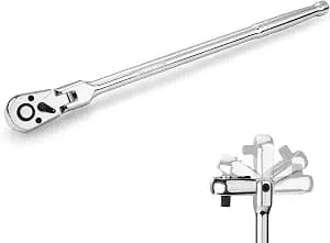 WORKPRO 1/4 inch Drive Extra Long Flex Head Ratchet, 12 Inch Long | CR-V Steel Ratchet Handle with Chromium Plating, CR-MO Head, Quick Release Reversible Design, 72-Tooth