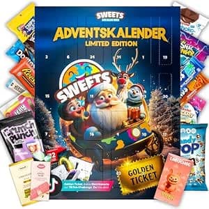 Advent Calendar 2025 with American Sweets & Snacks from Around the World - Christmas Calendar with Labuchoc, Dubai Chocolate, Chocolate Candy Crispy, Angel Hair & Many Other Viral Highlights (XL)