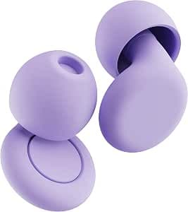 Ear Plugs for sleep - Flexible Silicone for Superior Hearing Protection,Ultra-Soft Reusable Noise-Reducing Earplugs for Sleep, Focus, Travel | Custom Fit with 8 Tips |Purple,1 count (Pack of 2)