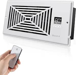 BIOWIND Quiet Register Booster Fan Fits 4" x 10" Register Holes, 10-Speed Smart Heating Cooling AC Vent Fan with Remote Control and Thermostat Control - White