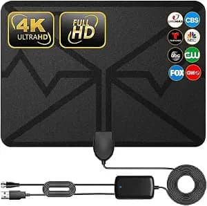 TV Antenna, Amplified HD Digital Long 250+ Miles Range,Signal Booster 16.5FT Coax HD Cable,Digital Antenna for TV Support 4K 1080p HD Indoor