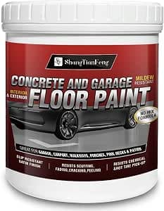 Professional Epoxy Floor Paint Kit (1 Gallon) - Sea Gray Acrylic Concrete Coating for Garages & Basements | Single Component Formula | Scratch Resistant & Low VOC | Ready-to-Use
