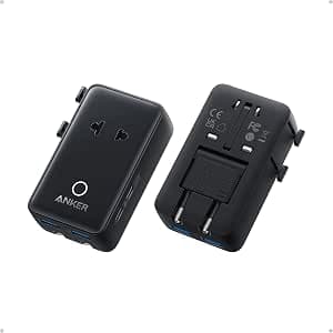 Anker Nano European Travel Plug Adapter, 5-Port Fordable (1-Pack, Black) | with 1AC 2USB-A 2USB-C Ports, Temperature Control, Essentials for Over 200 Countries, Ideal for Travel