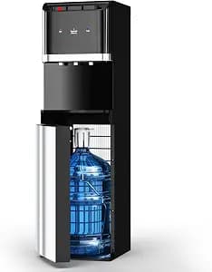 Bottom Loading Water Cooler Dispenser for 5 Gallon Bottles,Stainless Steel Water Cooler with 3 Temperature -Hot, Cold & Room,Child Safety Lock,Ideal for Home and Office, Charcoal Black