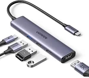 UGREEN USB C Hub 5 in 1 Multiport Adapter Revodok 105 4K HDMI, 100W Power Delivery, 3 USB-A Data Ports, USB C Dongle for MacBook Pro/Air, iPad Pro, iMac, iPhone 16 Pro/Pro Max, XPS, Thinkpad