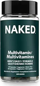 NAKED Men’s Multi – Daily Multivitamin for Men – A, C, E, Selenium, Zinc, Fruit and Super Green Extracts and More to Boost Immune Support – Gluten-Free and Vegetarian Daily Vitamins – 60 Capsules