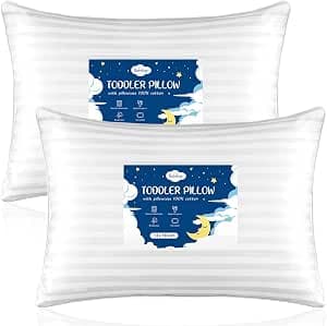 Babebay Toddler Pillow,13 x 18 Kid Pillows for Sleeping,Machine Washable Kids Pillow, Perfect for Travel,2 Pack(Not Included Pillowcase)