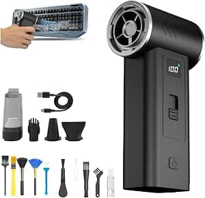 2 in 1 Compressed Air Duster-130000RPM Vacuum & Super Power Cordless Air Duster,100-speed infinitely Adjustable,air Duster Rechargeable-for Keyboard, House, Outdoor and Car