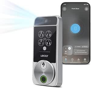 Lockly Visage Zeno Series Smart Lock, Facial Recognition & Fingerprint Keyless Entry Door Lock, Built-in Wi-Fi Deadbolt with Apple Home Key, PIN Genie Keypad, App Remote Control, Easy Installation