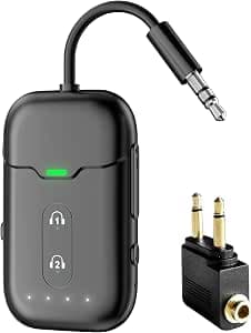 Comzler Bluetooth 5.4 Adapter Transmitter & Transmitter for Airplane, Bluetooth Splitter/Receiver, Supports 2 AirPods or Headphones with aptX Adaptive for TV, Gym, Tablets & Stereo System
