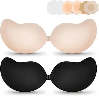 EIDOS Strapless Backless Sticky Push Up Bra - Invisible Adhesive Bra for Women with Nipple Covers 2025