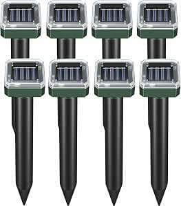 Mole Repellent Solar Powered, 8 Pack Waterproof Ultrasonic Gopher Vole Repellent Outdoor, Rat, Squirrel, Skunk, Repellent for Lawn Garden Yard
