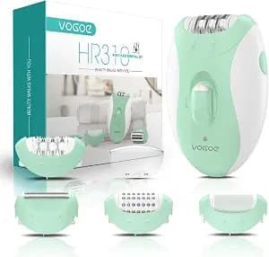 VOGOE Epilator for Women-Cordless Epilators Hair Removal for Women, 4-in-1 Electric Razor Hair Remover, 2 Speeds & 21 Tweezers for Face Legs Arms Armpit Bikini, Green HR310
