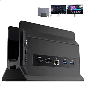USB C Docking Station 11 in 1 Dual Monitor, Laptop Docking Stations with 2xHDMI 4K 60Hz, 3xUSB A/C 10Gbps, RJ45 for Full-Featured Type-C Laptops (Black)