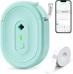 Label Maker Machine with Tape, N12 Portable Bluetooth Label Printer, Wireless Mini Label Makers Thermal Sticker with Multiple Templates for Home, Kitchen, School, Office Organization, Green
