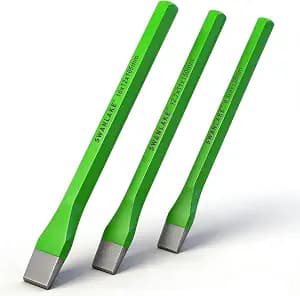 3-Piece Heavy Duty Cold Chisel Set, 3/8-Inch, 1/2-Inch, 5/8-Inch Premium Metal Chisels, Heavy Duty Carbon Steel Chisel Set for Carpentry, Masonry, Woodworking, Stone Chisels