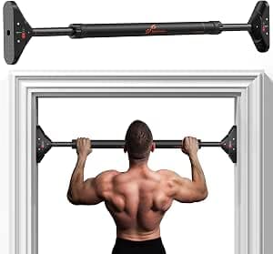 Klimmzugstange Türrahmen, Sportneer Pull Up Bar Tragkraft bis 200 Kg, Reckstange Ohne Schrauben 75-94 cm Ausziehbar, Türreck mit 16,5x4,5 cm PVC-Matten & Neues 360° Drehbares Zahnradschloss