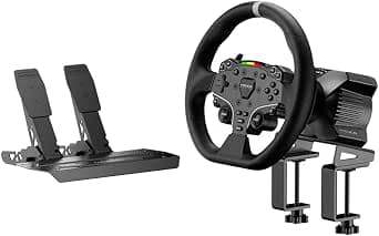 MOZA R3 Racing Wheel and Pedals Bundle for PC, 3.9Nm Direct Drive WheelBase,11-inch ES Lite Steering Wheel,Pedals and Desk Clamp High-Performance Game Racing Simulator for PC User