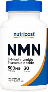 Nutricost NMN (Nicotinamide Mononucleotide) 500mg, 60 Capsules - Vegetarian Friendly, 30 Servings, Gluten Free, GMO Free