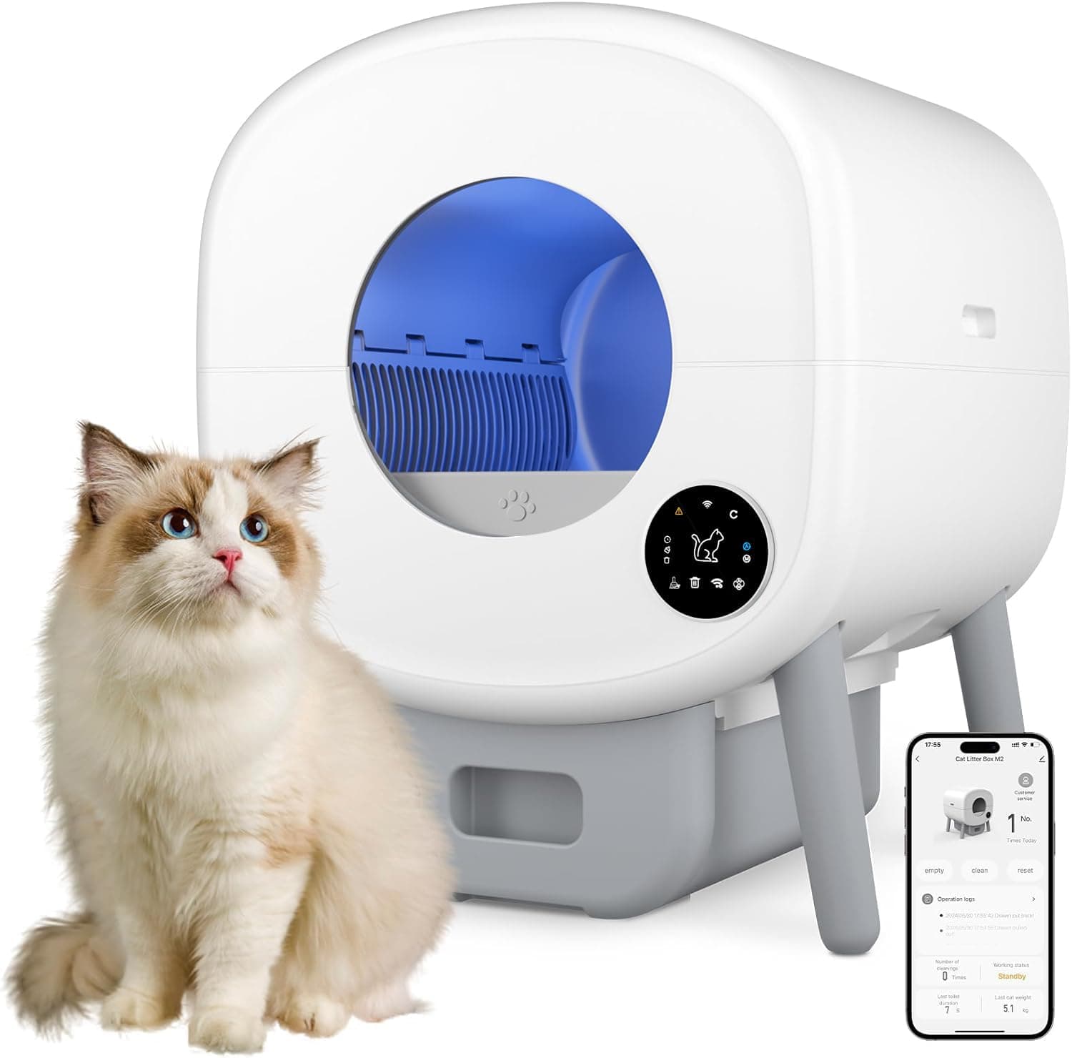 Photonspace Cat Litter Tray Self-Cleaning XXL 95 L Automatic Cat Litter