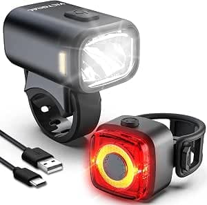 VICTGOAL Bicycle Light Set StVZO Approved, 50 Lux Bicycle Lights LED Set with IPX5 Waterproof, Bicycle Light Set, Bicycle Light USB C Rechargeable for Night Cycling
