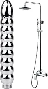 Shower Enema 5 Holes Shower Douche Attachments - Deluxe Aluminium Shower Head Anal/Vaginal Cleaning Kit with Velvet Carry Bag Shower Douche Nozzle for Men Women