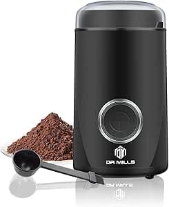 DR MILLS DM-7441 Electric Dried Spice and Coffee Grinder, Blade & Cup Made with SUS304 Stainless Steel (Black)
