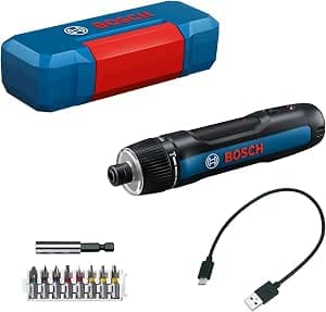 Bosch Professional GO 3 Cordless Screwdriver with 8-Piece Bit Set, Bit Holder, USB-C Cable, Mini Case