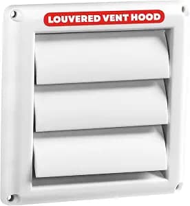 Deflecto Fresh Air Intake Vent Hood with Fixed Louvers for General Venting - Louvered Vent Cover, Weather-Resistant Plastic for Maximum Durability | 4 Inch - White (HSM4W/24)