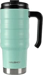 HAUSHOF Insulated Mug, Thermal Mug, 700 ml, Coffee Mug, Travel Mug, XL with Double Wall Vacuum Made of Stainless Steel with Lid and Handle for Car, Office, On the Go BPA Free