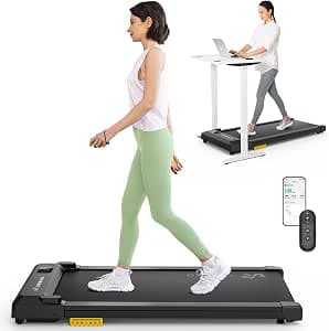 UREVO Under Desk Walking Pad Treadmill 2 in 1-4 MPH Speed, 2.5 HP 40 dB Quiet Motor (for Apartment), 5-Layer Non-Slip Belt, Smart App (Music/Competition), Remote/LED Display, Ideal for Home & Office