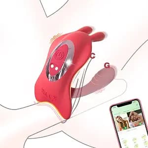 Couples App Remote Control Wearable Vibrator, Couple Women Adult Sex Toys, Long Distance Panty Vibrator with Rabbit Stimulator for G Spot Clitoral Penis Pleasure, Healexcer Female Kinky Sex Toy Game