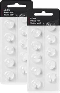 Hearing Aid Domes for Oticon Replacements, Oticon Minifit Double Vent Bass Domes (8 mm/2 Packs）, Universal Domes for Oticon Hearing Aid Supplies.
