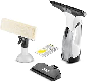 Kärcher WV 5 Plus N White Version Window Cleaner for Cleaning Glass, Tiles, Shower Cabins, Induction Plates, 100 ml Tank, Battery Life 35 min, Nozzle Width 28-17 cm