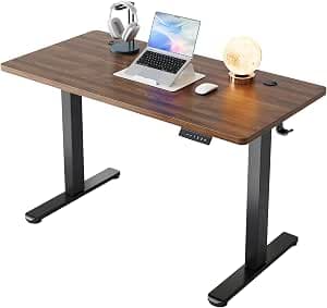 HUANUO Height Adjustable Desk 120 x 60 cm, 4 Memory Height Settings, Electric Desk for Home Office & Computer Workstation, Standing Desk, Black Walnut