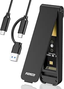 FIDECO M.2 NVMe SSD Enclosure, USB 3.2 Gen 2 (10Gbps) M.2 NVMe USB Adapter, Sandwich Style Design, Tool-free Installation, Supports UASP and Trim