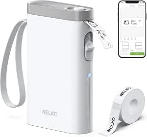 Nelko Label Printer, Bluetooth P21 Self-Adhesive Labelling Device, Portable Labelling Device, Self-Adhesive Label Printer, Wireless, Mini Label Printer with iOS Android, for Home, White