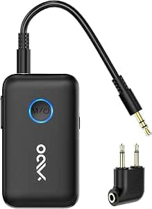 YMOO Transmetteur Recepteur Bluetooth 5.3, Adaptateur Bluetooth Audio 3.5mm Jack HiFi AUX, Aptx Faible Latence, Diffusion Audio pour TV/Smartphone vers Casque Bluetooth/Enceinte/Avion