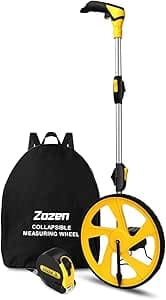 Zozen Measuring Wheel in Feet and Inches, Mechanical/Double Collapsible/One Key to Reset/Kickstand to Keep Stand/Starting Point Arrow and Cloth Carrying Bag, 0-9,999 Ft Measure Wheel.