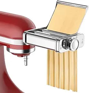 COFUN 3-in-1 Pasta Attachment for KitchenAid Stand Mixer, Stainless Steel | Pasta Maker Includes Pasta Roller, Spaghetti & Fettuccine Cutter, 8 Settings, Safety Flap, Fits KitchenAid Mixers.