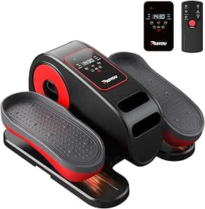 PASYOU Under Desk Elliptical Machine for Home, Ellipse Leg Exerciser for Seniors,12 Adjustable Speed, Quiet & Portable Seated Pedal Exerciser with Remote Control,Black