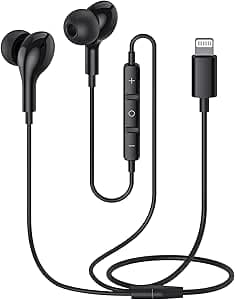 Guguearth Lightning Earphones for iPhone, MFi Certified In-Ear Headphones, Noise Isolating Magnetic Earbuds with Microphone Controller, Earphones for iPhone 14/13/12/11 Pro Max X XS XR 8P