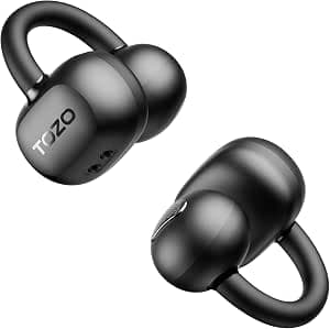 TOZO OpenEarRing Open Ear Headphones, Clip On Earphones, Lightweight Comfort Wireless Open Ear Earbuds with Smart Digital Display, 40H, IPX5 Waterproof, Bluetooth 5.4 for Running Gym Outdoor Sports